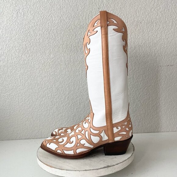 Rod Patrick Womens Cowboy Boots 8.5A Western Cowgirl White Leather French Toe - Picture 4 of 12